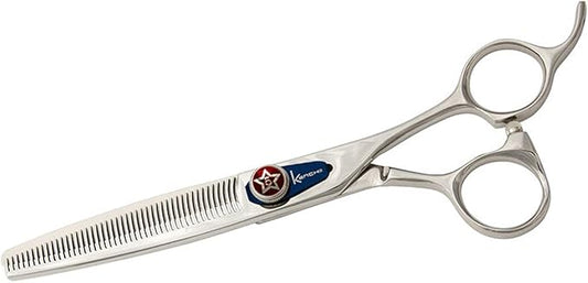 Kenchii Five Star Offset Handle Professional Dog Grooming Shears, 46 Tooth Tinner Shears, Light Weight, Heavy Duty Pet Grooming Scissor for Dogs, Cats