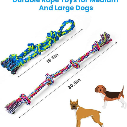 Feeko Heavy Duty Dog Rope Toys for Large Breed Aggressive Chewers, 2 Pack Indestructible Teeth Cleaning Tug of War Toy