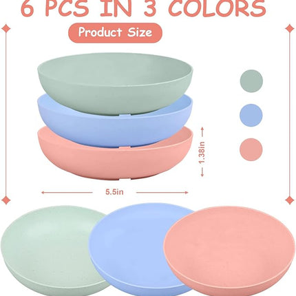 6-Pieces Whisker Fatigue Cat Bowl - 5.5 Inch Shallow Cat Food Dish Wide Cats Wet Feeding Bowls, PET Plate for Kittens and Short Legged Cats (Type-A, 6Packs Plastic)