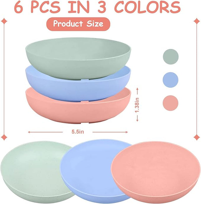 6-Pieces Whisker Fatigue Cat Bowl - 5.5 Inch Shallow Cat Food Dish Wide Cats Wet Feeding Bowls, PET Plate for Kittens and Short Legged Cats (Type-A, 6Packs Plastic)