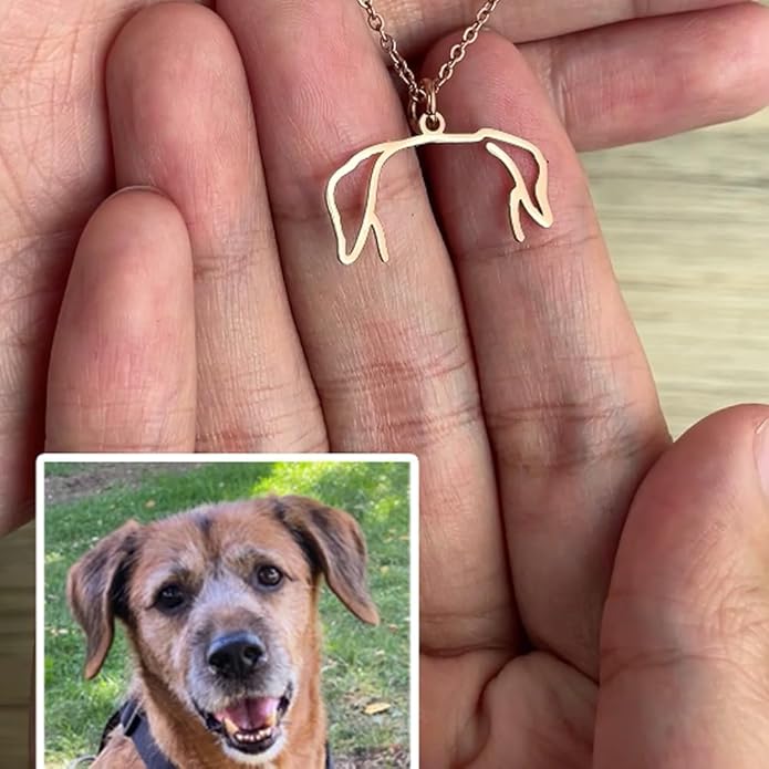 AILIN Stainless Steel Dog Necklace For Women Custom Dog Ear Pendant Necklace For Her Personalized Cat Silhouette Necklace For Mom Pet Jewelry Memorial Gifts