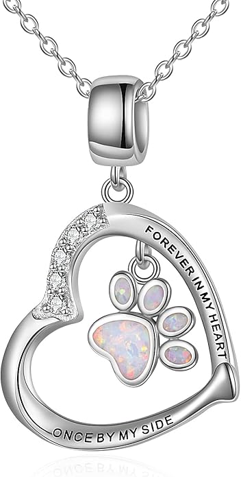 YFN Paw Print Necklace Sterling Silver Dog Cat Charms Pendant Cremation Jewelry Cat Dog Memorial Gifts for Women Girls