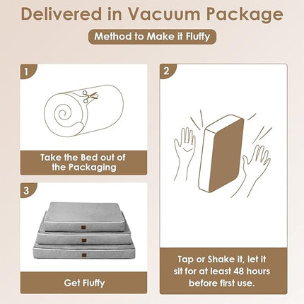 EHEYCIGA Waterproof Dog Bed Orthopedic 47"x29", Memory Foam Pet Bed for XXLarge Dog Bed, Washable Pet Mat with Removable Cover, Grey