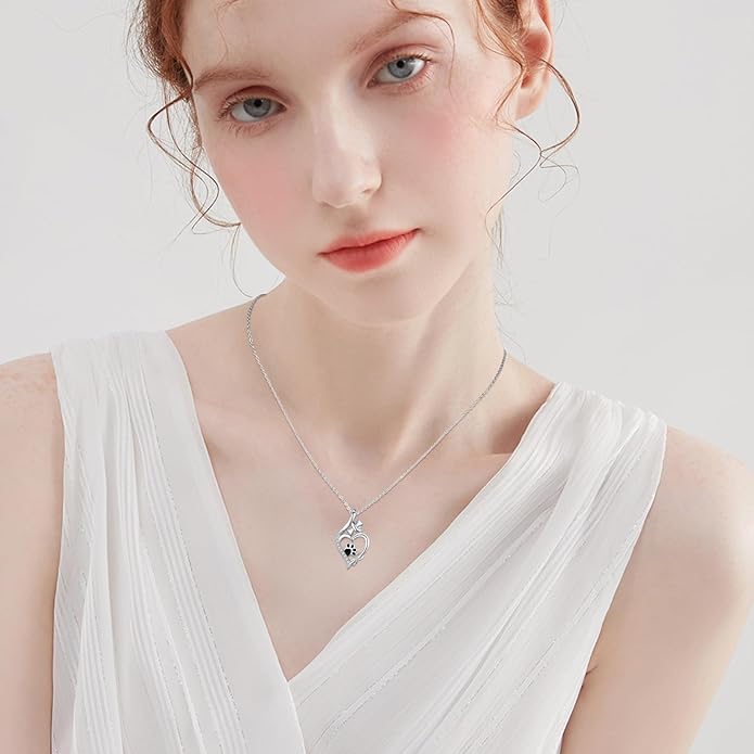 MEDWISE 925 Sterling Silver Dog Paw Print Necklace Infinity Symbol Pendant Heart Bone Necklace Infinity Jewelry for Women Ladies Wife Mother Daughter Dog Pet Lover Christmas Birthday Gifts