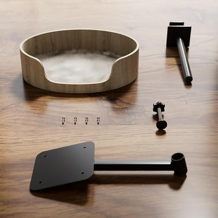 Large cat Desk Bed Side Table Hammock,Space-Saving 360°Rotating & Adjustable Shelf Elevated cat Bed for Desk Mount