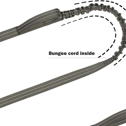 ICEFANG Tactical Dog Leash,K9 Training Walking Bungee Lead with 2 Control Handle,Heavy Duty Quick Release Metal Clasp,for Medium Large Breed (Reflective Green, 6 FT)