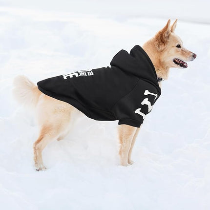BINGPET Bad to The Bone Dog Sweater with Leash Hole - Warm Fleece Dog Hoodie & Winter Coat for Small to Large Dogs