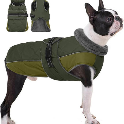 QBLEEV Warm Dog Jacket - Reflective, Adjustable Winter Coat with Turtleneck for Cold Weather, Waterproof Fleece Snowsuit for Small, Medium, Large Dogs