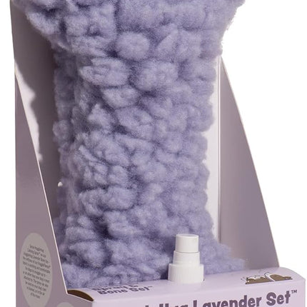 HuggleHounds Plush Bone Dog Toy - Dog Fuzzy Bone Toy, Durable Stuffed Soft Fleece for Large Breeds, Puppies, Faux Sheepskin - 12" HuggleHug & 2 Fl Oz Lavender Spray