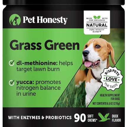 Grass Green Dog Chews - Urine Neutralizer for Lawn, Dog Pee Grass Helps Yard Stay Green Addressing Burn Spots with Probiotics & Enzymes (Duck)