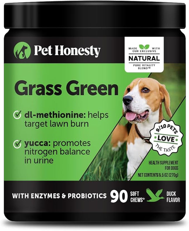 Grass Green Dog Chews - Urine Neutralizer for Lawn, Dog Pee Grass Helps Yard Stay Green Addressing Burn Spots with Probiotics & Enzymes (Duck)