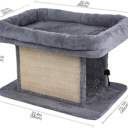 Large Cat Bed with Scratching Post and Combing Board, Sturdy and Durable, Ideal for Small Breeds