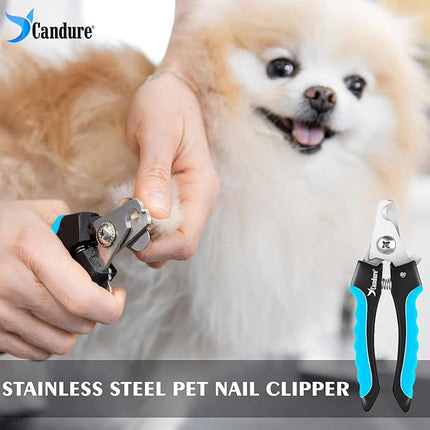 Candure Pet Nail Clippers Professional Nail Trimmer Suitable for Puppy, Cats, Rabbits and Guinea Pigs - Safety Lock/Protective Guard to Avoid Over Cutting (Blue, Small)