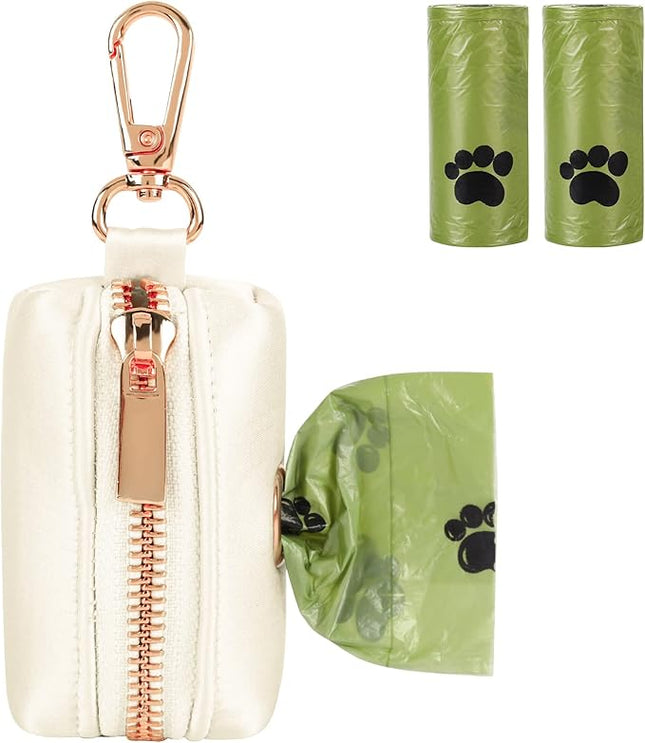 Lionet Paws Cute Dog Poop Bag Holder with Bags for Leash, Silk Dispenser, Matching Collar