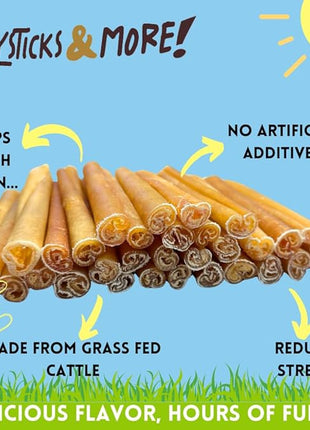 BULLYSTICKS & MORE 6 Inch Beef Collagen Sticks for Dogs (16 Count) - Bones for Dogs - No Hide Sticks Beef Cheek Rolls