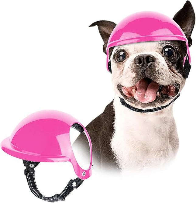LESYPET Dog Helmet for Small Dog, Pet Hat for Puppy Cat with Ear Holes Safety Cap Adjustable Strap Head Protection for Outdoor Biking Riding Walking, Pink Small