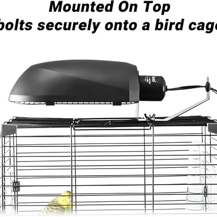 Oiibo Bird Cage Light Fixture Combo Kit, AvianSun Lamp Hood with 2.4% UVB UVA 20W Compact Fluorescent Bulb for All Kinds Captive Birds