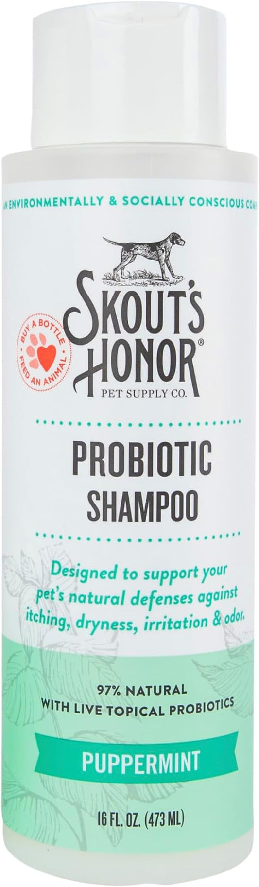Skout's Honor Puppermint Probiotic Dog Shampoo - for Naturally Balanced and Healthier Looking Skin, Itchy Skin Relief, Healthy Coat & Skin, Avocado Oil, 16 oz