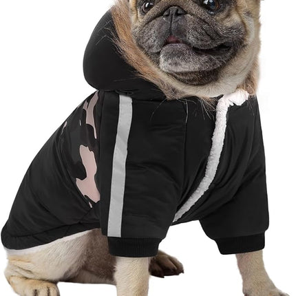 Queenmore Warm Dog Winter Coat, Cold Weather Waterproof Dog Snow Jacket, Reflective Dogs Hoodie with Long Sleeves for Small Medium and Large Dogs