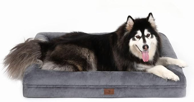 Extra Large Dog Bed for Large Size Dogs, Waterproof Orthopedic Dog Bed with 4-Sides Removable Bolster, Non-Slip Bottom XLarge Pet Couch with Washable Cover, Dark Grey