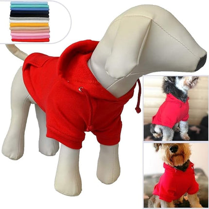 Lovelonglong Blank Basic Hoodie Sweatshirt for Dogs 100% Cotton Fits Small Medium Dachshund Large Dog Red D-L