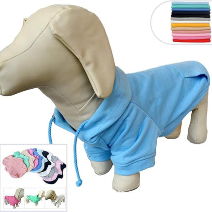 Lovelonglong Blank Basic Hoodie Sweatshirt for Dogs 100% Cotton Fits Small Medium Dachshund Large Dog SkyBlue D-L
