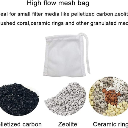6 Pack Small Sized Filter Bags for Activated Carbon,3 by 4 inches High Flow Aquarium Mesh Media Filters Bag with Drawstrings for Fish Tank Charcoal Filter Bags