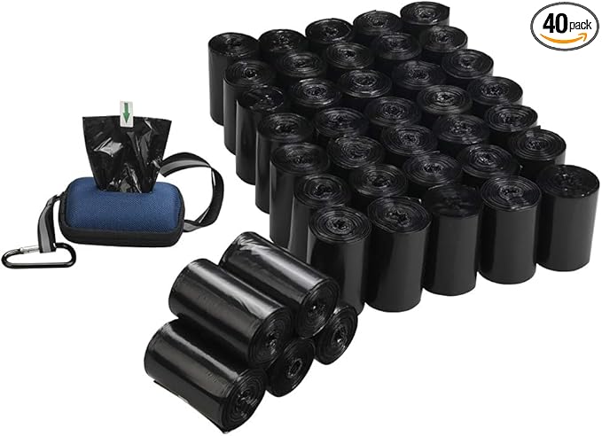 Begale 1400 Counts Dog Waste Bags, Black Pet Poop Bag with Dispenser (40 Rolls)