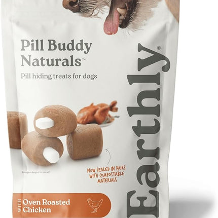 Earthly Pill Buddy Naturals - Chicken Recipe Pill Hiding Treats for Dogs - Make A Perfect Pill Concealing Pocket Or Pouch - 30 Servings