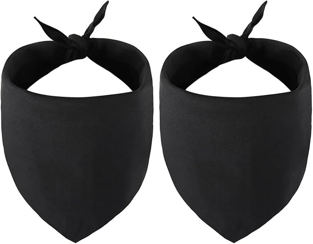 Blank Dog Bandanas Medium-2PCS, DIY Solid Black Triangle Scarf Premium Cotton Handkerchief or Bib, Personalized Design Birthday/Party Fun Idea Gift for Large Medium Pets