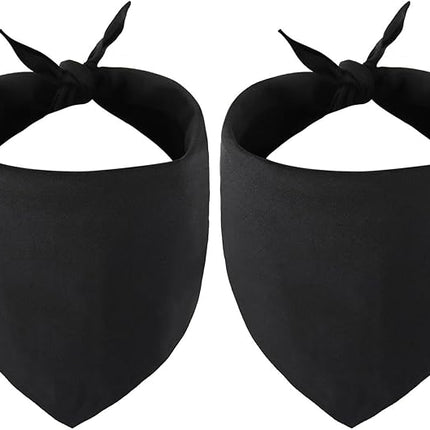 Blank Dog Bandanas Large-2PCS, DIY Solid Black Triangle Scarf Premium Cotton Handkerchief or Bib, Personalized Design Birthday/Party Fun Idea Gift for X-Large&Large Pets