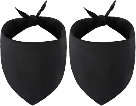 Blank Dog Bandanas Large-2PCS, DIY Solid Black Triangle Scarf Premium Cotton Handkerchief or Bib, Personalized Design Birthday/Party Fun Idea Gift for X-Large&Large Pets