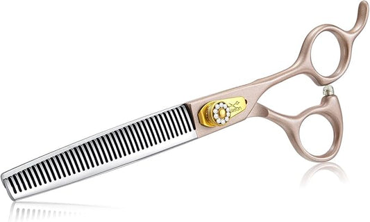 JASON Professional Dog Grooming Scissors - 7 Inch Thinning Shear Japanese 440C Stainless Steel Diamond Screw with 40 Teeth Dog Blender Scissors