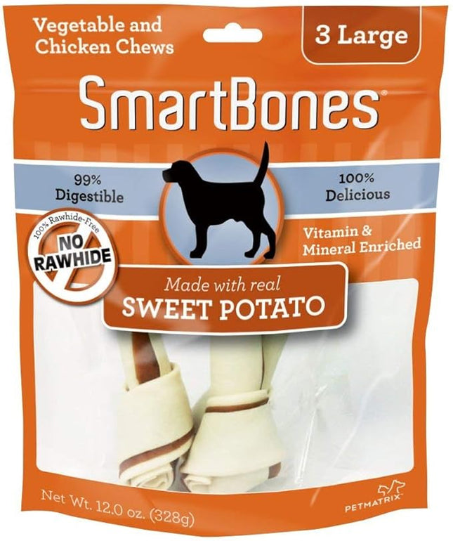 SmartBones Large Chews, Treat Your Dog to a Rawhide-Free Chew Made With Real Meat and Vegetables 3 Count (Pack of 1)