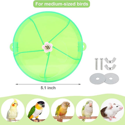 Bird Creative Foraging System Wheel Seed Food Ball Rotate Training Toy for Small and Medium Parrots Parakeet Cockatiel Conure (Green)