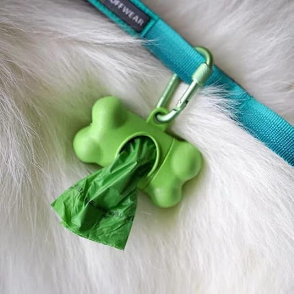 Dog Poop Pickup Bags Holder Dispenser with Standard-Sized Leak-Proof Scented Doggy Waste Bags and Carabiner with Safety Lock&Fastener Never Loose on Leash Lead Again (2 Holder 30 Bags, Green)