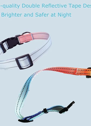 Roses&Poetry Reflective Dog Collar with Gradient Azure, Adjustable Durable Pet Collars for Small Medium Large Dogs (Azure-XS)