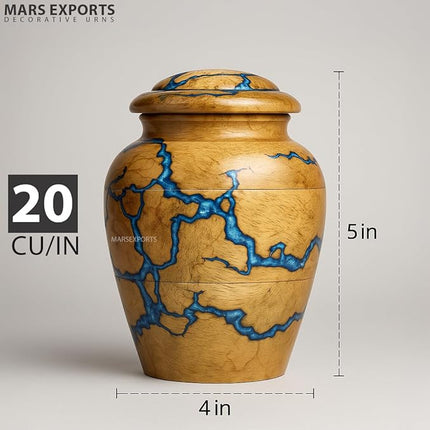 Handcrafted Wooden Urn for Human Ashes Adult Male - Small Decorative Urn for Ashes for Women & Men - Funeral & Burial Urn - Holds Up to 20lbs (Small)