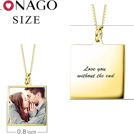 LONAGO Full Color Photo Picture Personalized Necklace Custom Etched Dog Tag Image Pendant with Message Name
