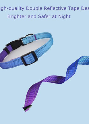Roses&Poetry Reflective Dog Collar with Gradient Violet, Adjustable Durable Pet Collars for Small Medium Large Dogs (Violet-S)