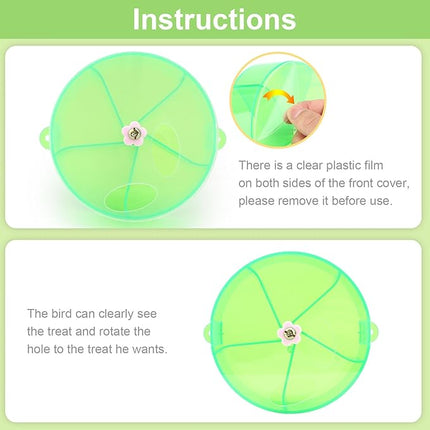 Bird Creative Foraging System Wheel Seed Food Ball Rotate Training Toy for Small and Medium Parrots Parakeet Cockatiel Conure (Green)