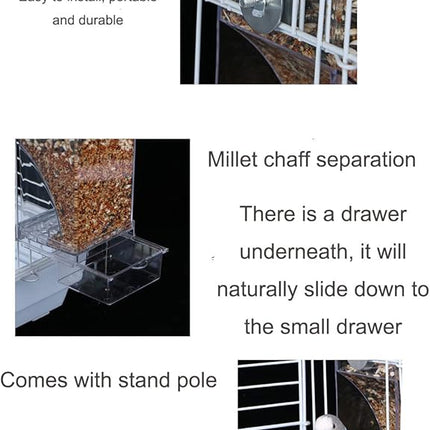 No Mess Bird Feeder,Bird Feeder for Cage,Automatic Acrylic Parakeet Feeder Cage Accessories for Small Birds Parrot Parakeets Canary Cockatiel Finch(Transparent)