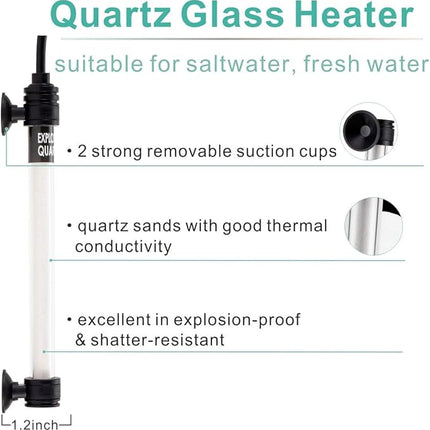 hygger 100W Mini Inline Quartz Glass Aquarium Heater with External Controller, Adjustable Submersible Betta Fish Tank Thermostat for 10-30 Gallon