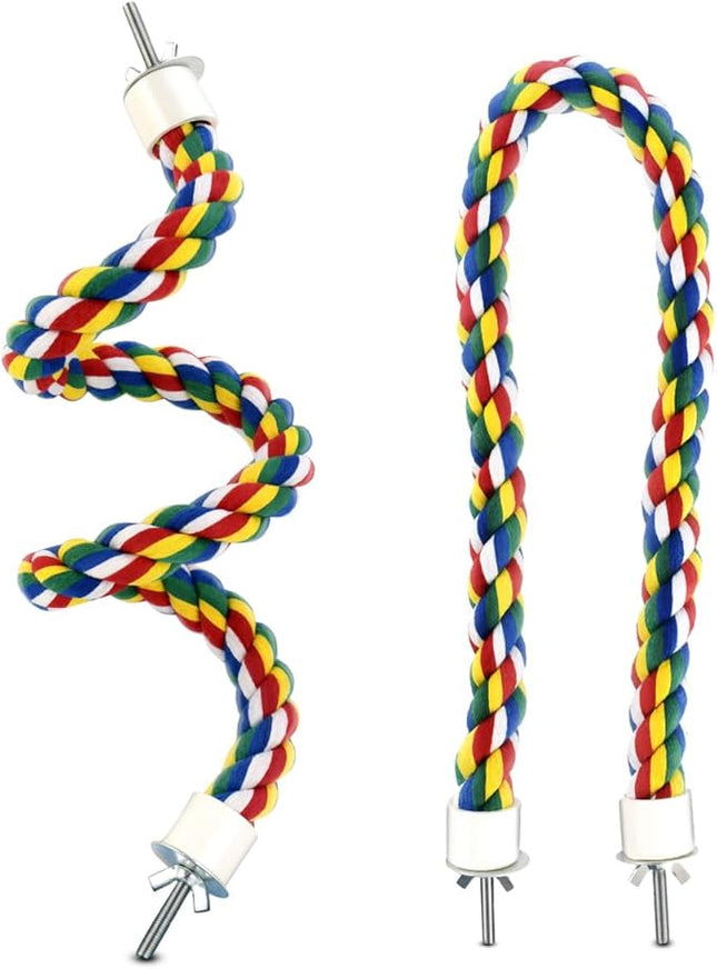 Bird Bungee Climbing Swing - Colorful Parakeet Rope Perch (23.6 Inches)