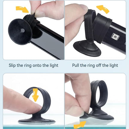Pawfly 6 Pcs Fish Tank Tube Light Suction Cups Aquarium Suction Cups for 1" to 1.5" Wide Aquarium Tube Light Holders Suckers with 1 Inch Elastic Rubber Ring (Not for Airline Tubing)