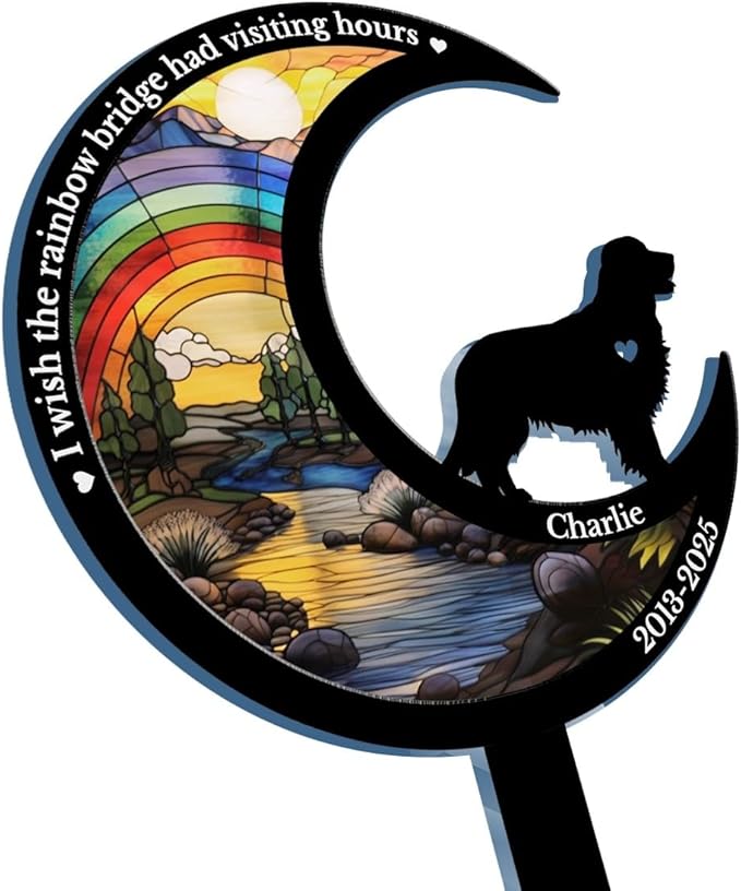 Pawfect House Custom Stain Glass Style Acrylic Garden Stake, Personalized Pet Memorial Sympathy Gifts for Dogs, I Carry Your Love Wherever I Go, Loss of Dog Sympathy Gift, Decorative Garden Stakes