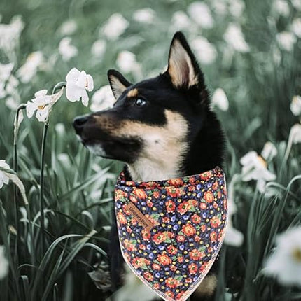 Lionheart glory Dog Bandana 1 Pack Washable Soft Cotton Floral Print Bibs Scarf, Adjustable Kerchief Square Dog Bandanas for Small Dogs