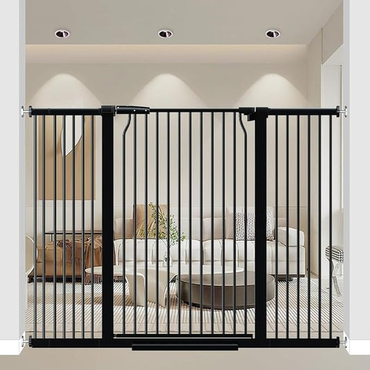 40.55" Extra Tall Baby Gate, 49.2-54.7 in Wide, No Drilling, Pressure Mounted Child Safety Gate with Door, Black