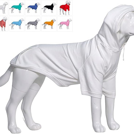 Lovelonglong Blank Basic Hoodie Sweatshirt for Dogs 100% Cotton Fits Small Medium Dachshund Large Dog Off-White D-M