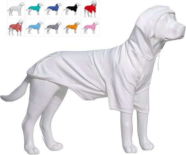 Lovelonglong Blank Basic Hoodie Sweatshirt for Dogs 100% Cotton Fits Small Medium Dachshund Large Dog Off White XL